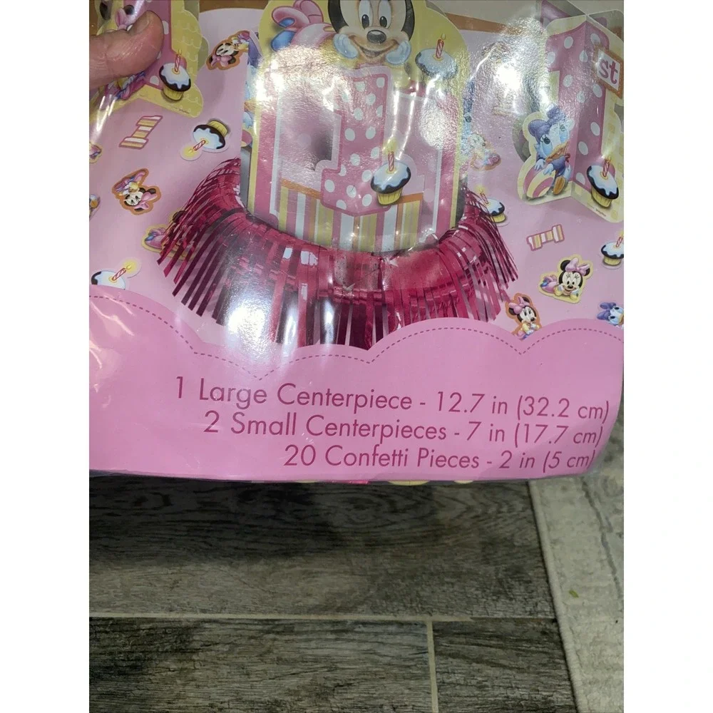 Minnie's 1st Minnie Mouse Party Table Decorating‎ Kit Centerpiece 3 Piece Pink